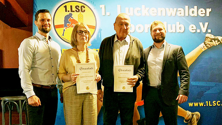 Cornelia Ziege und Erik Scheidler wurden Ehrenmitglieder des 1. Luckenwalder Sportclub e.V.