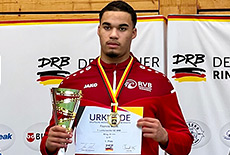 Francis Muoh, der ursprünglich aus Nürnberg stammt und in Luckenwalde als Sportlerschüler trainiert, sichert sich in Reilingen den Titel des Deutschen Meisters im griechisch-römischen Stil.